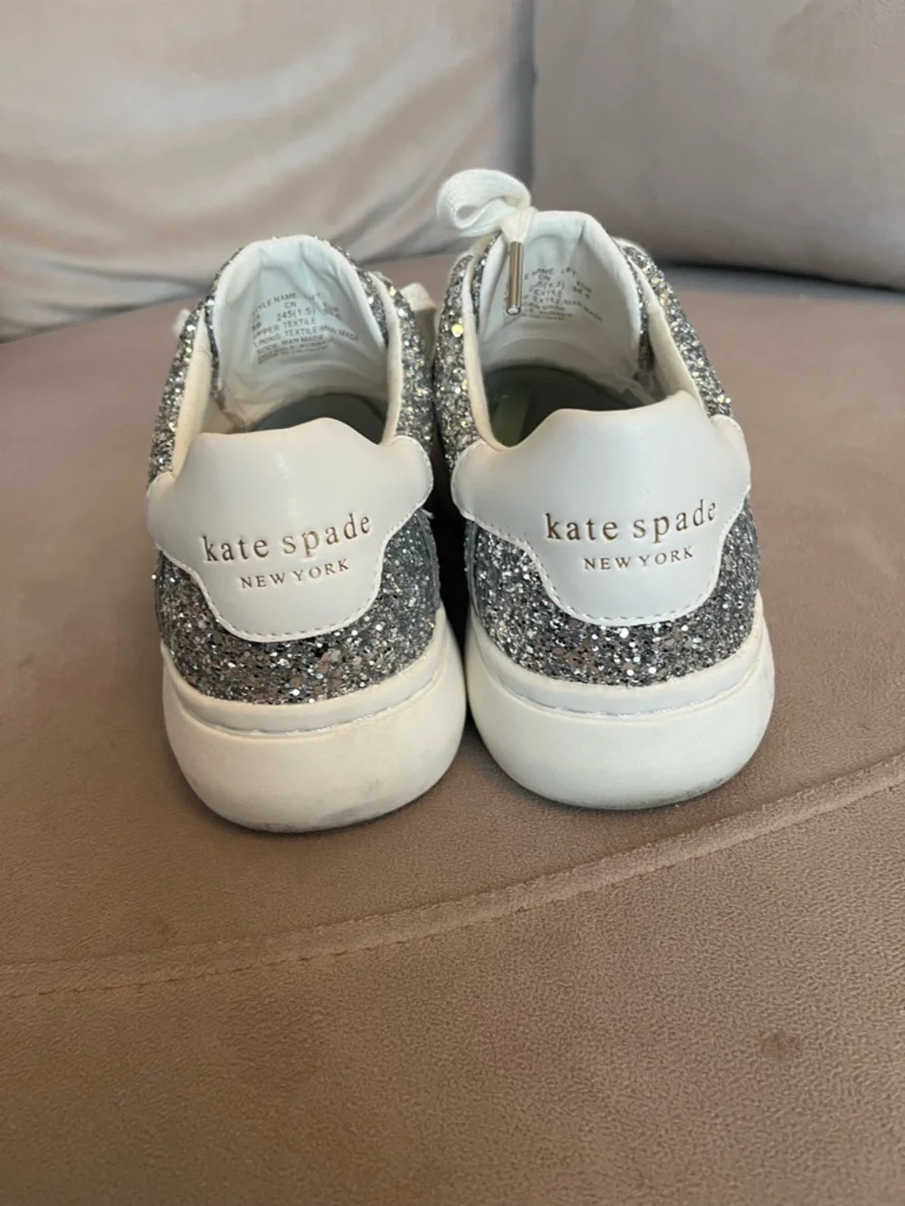 kate spade Silver Glitter Platform Sneakers - Picture 4 of 9